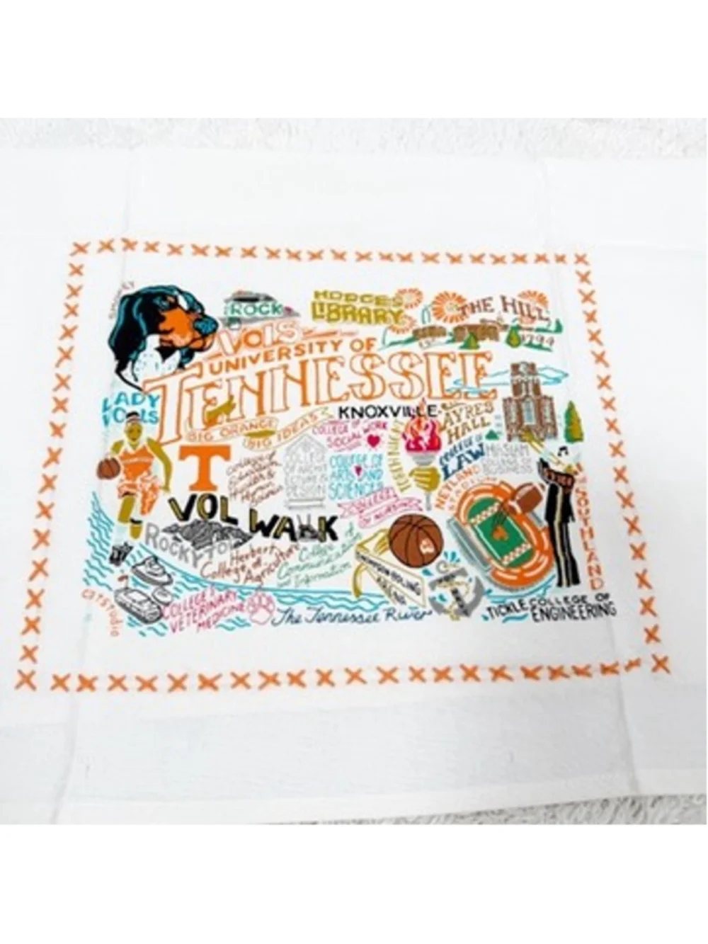 Catstudio UT Tennessee Volunteers Tea Towel Embroidered Cotton Dish Towel NEW